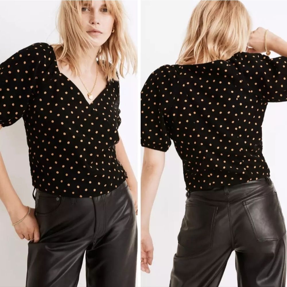Madewell Black Polka Dot Blouse